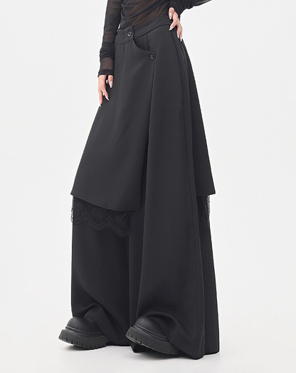 ♀Layered Wrap Wide Pants