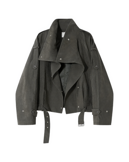 ♀Belted Biker Short Coat