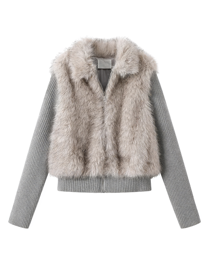 ♀Fur Combined Knit Blouson