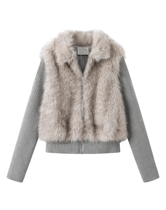 ♀Fur Combined Knit Blouson