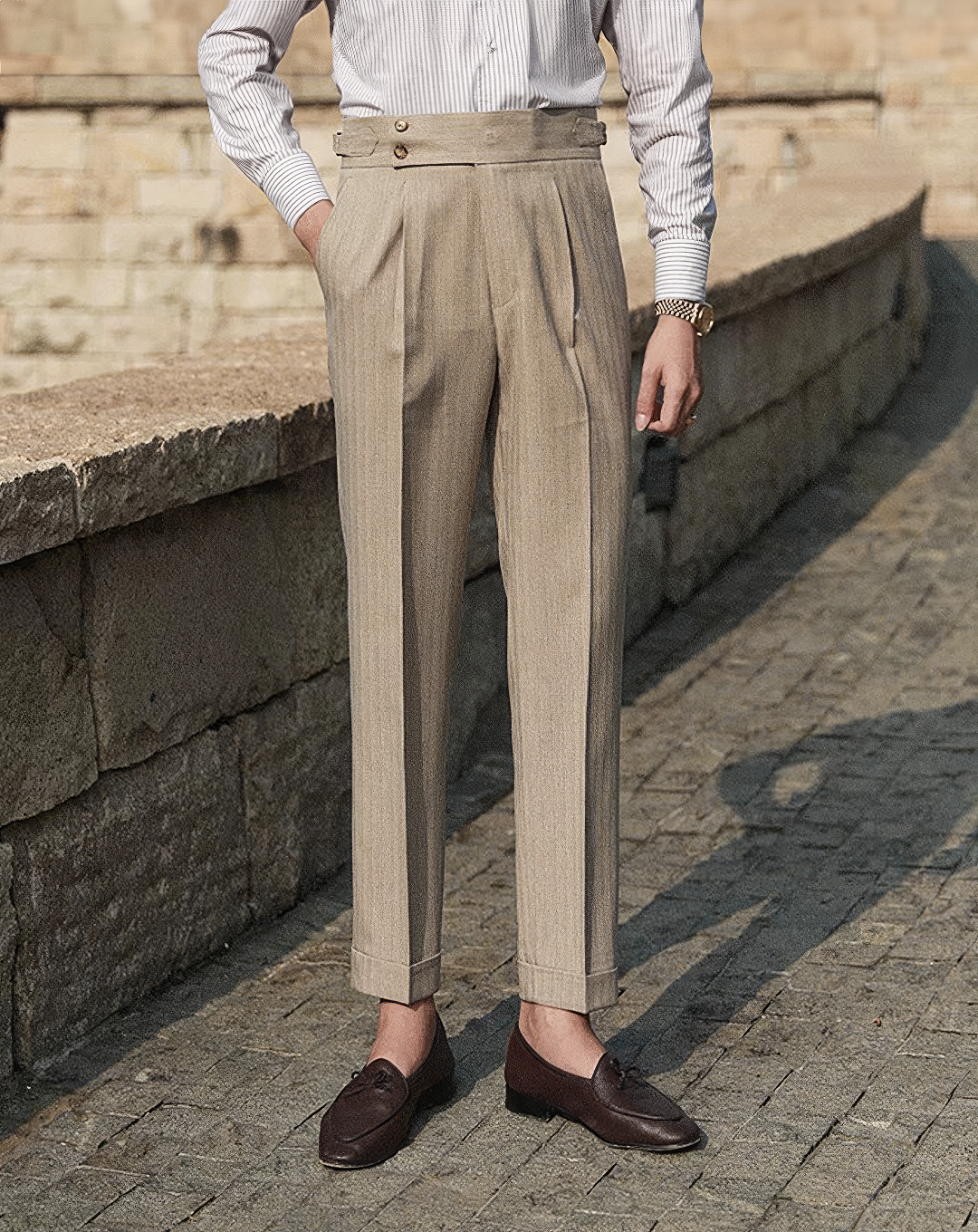 ♂Khaki Stripe Tailored Pants