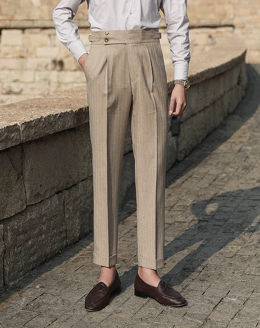 ♂Khaki Stripe Tailored Pants
