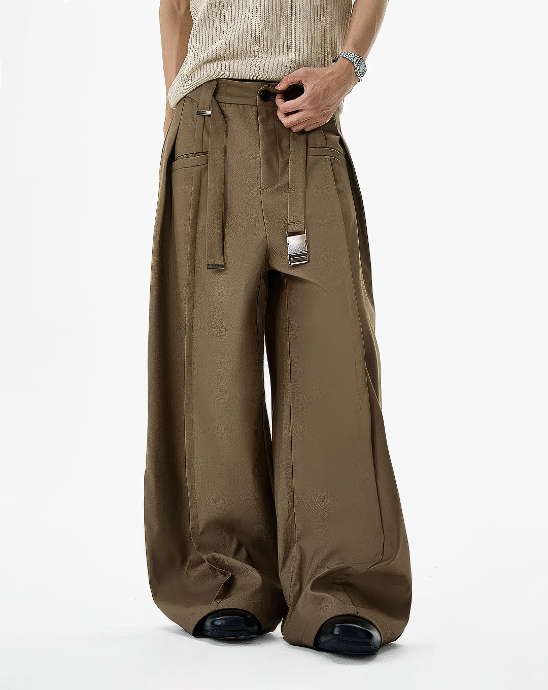 ♂♀Buckle Strap Wide Slacks