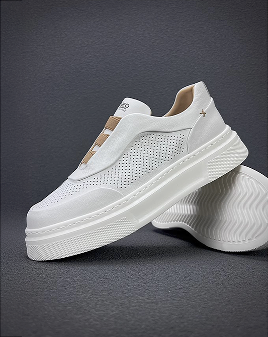 ♂♀ 本革／ White Stream Slip-Ons