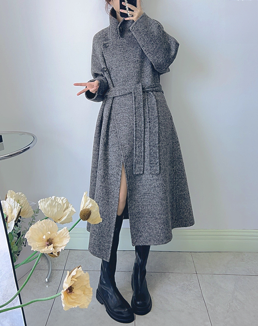 ♀Wool Stand Collar Coat