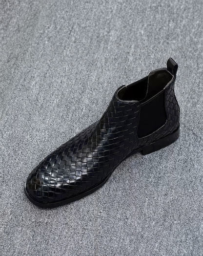 ♂Woven Pattern Chelsea Boots