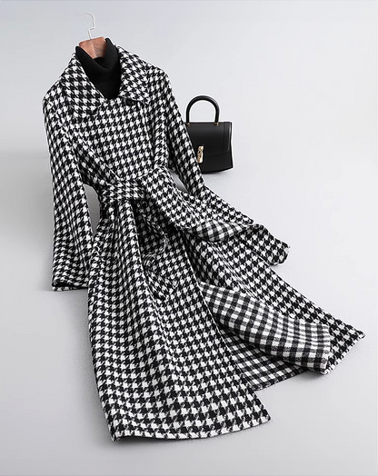 ♀Houndstooth Wool Coat