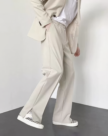 ♂Side Slit Straight Slacks