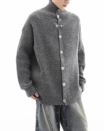 ♂High Neck Button Cardigan