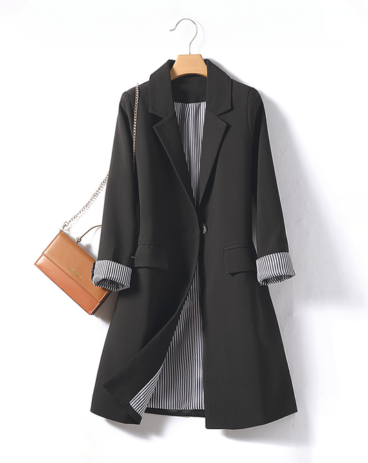 ♀Striped Lining Long Jacket