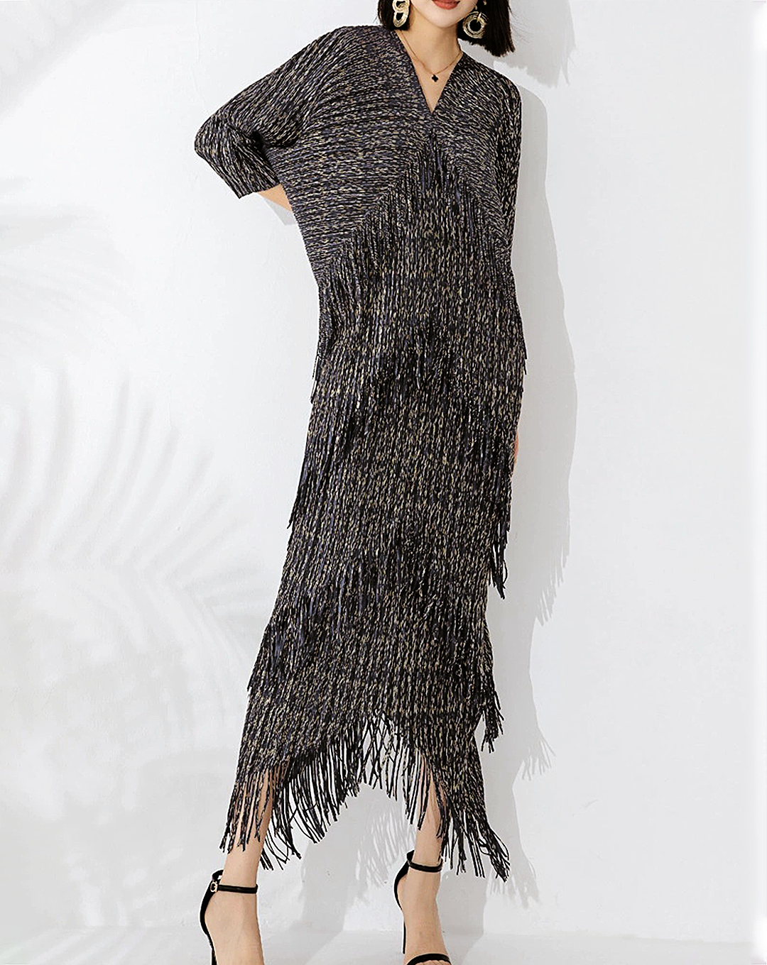 ♀Fringe V-Neck Dress