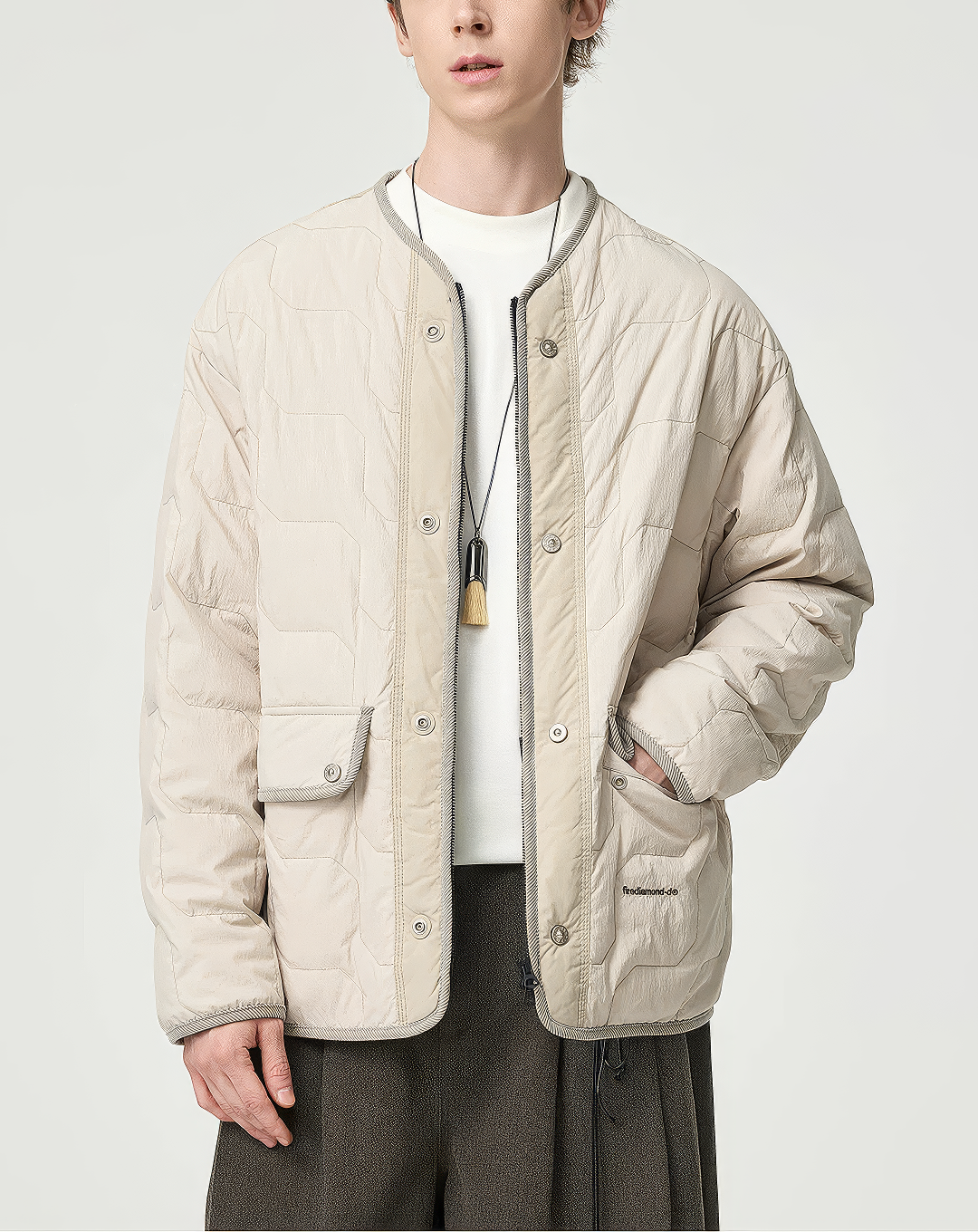 ♂Collarless Quilted Down Jacket