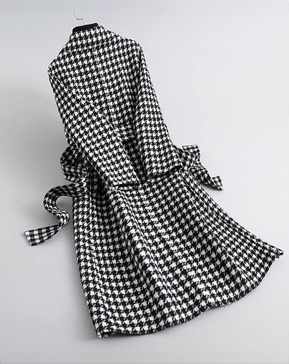 ♀Houndstooth Wool Coat