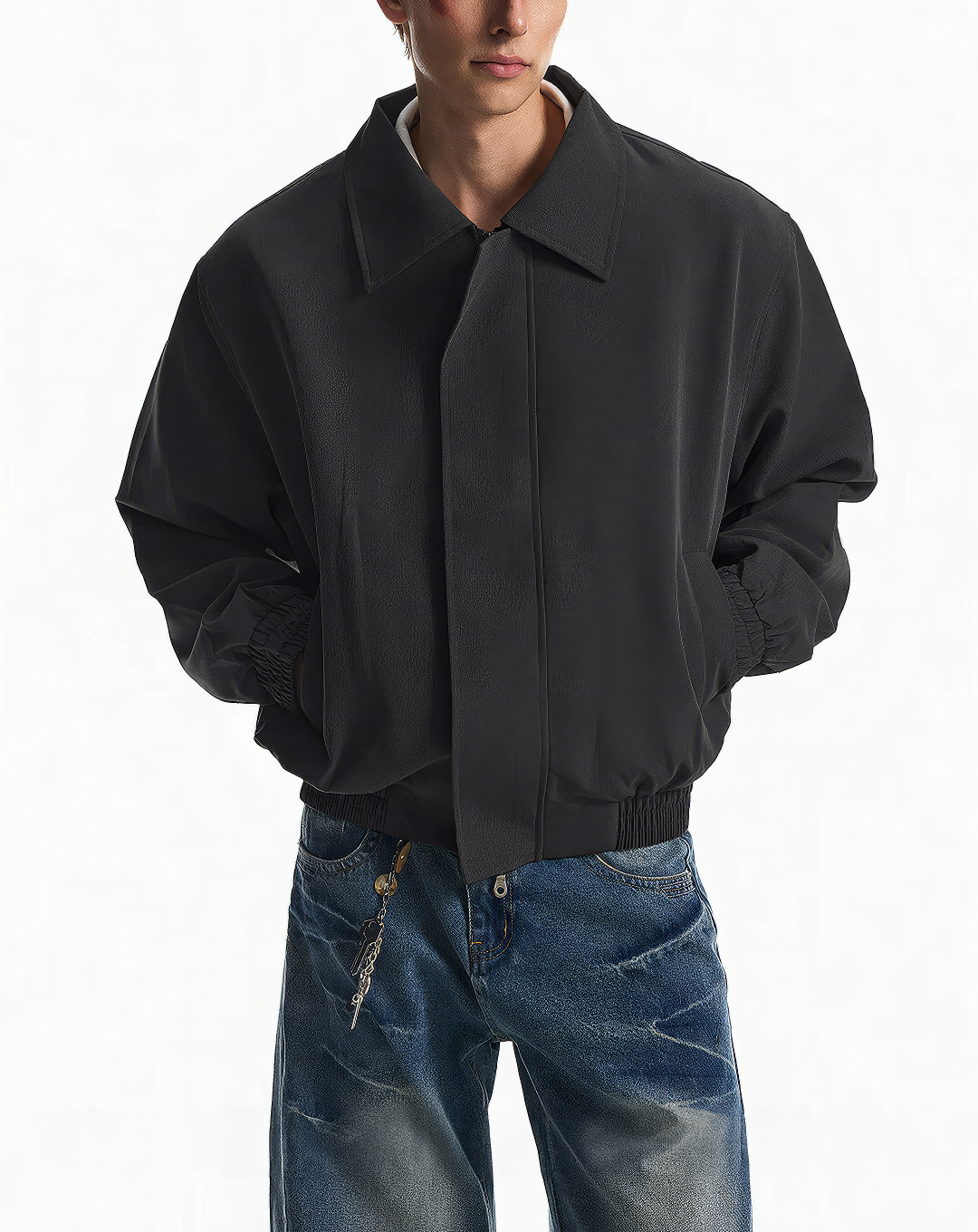 ♂♀ Gathered Hem Zip Jacket