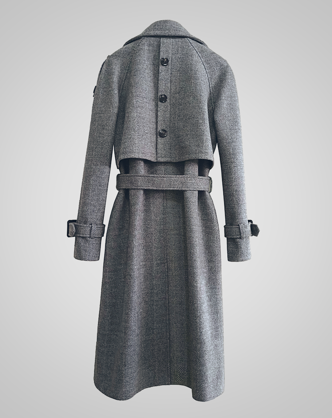 ♀Herringbone Button Trench Coat