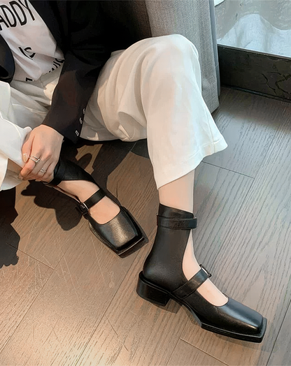 ♀本革／Double Strap Mary-Janes