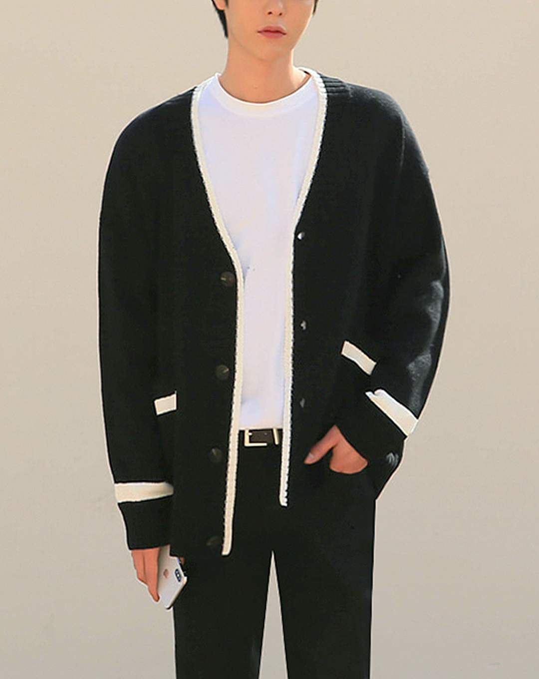 ♂Monochrome Knit Cardigan