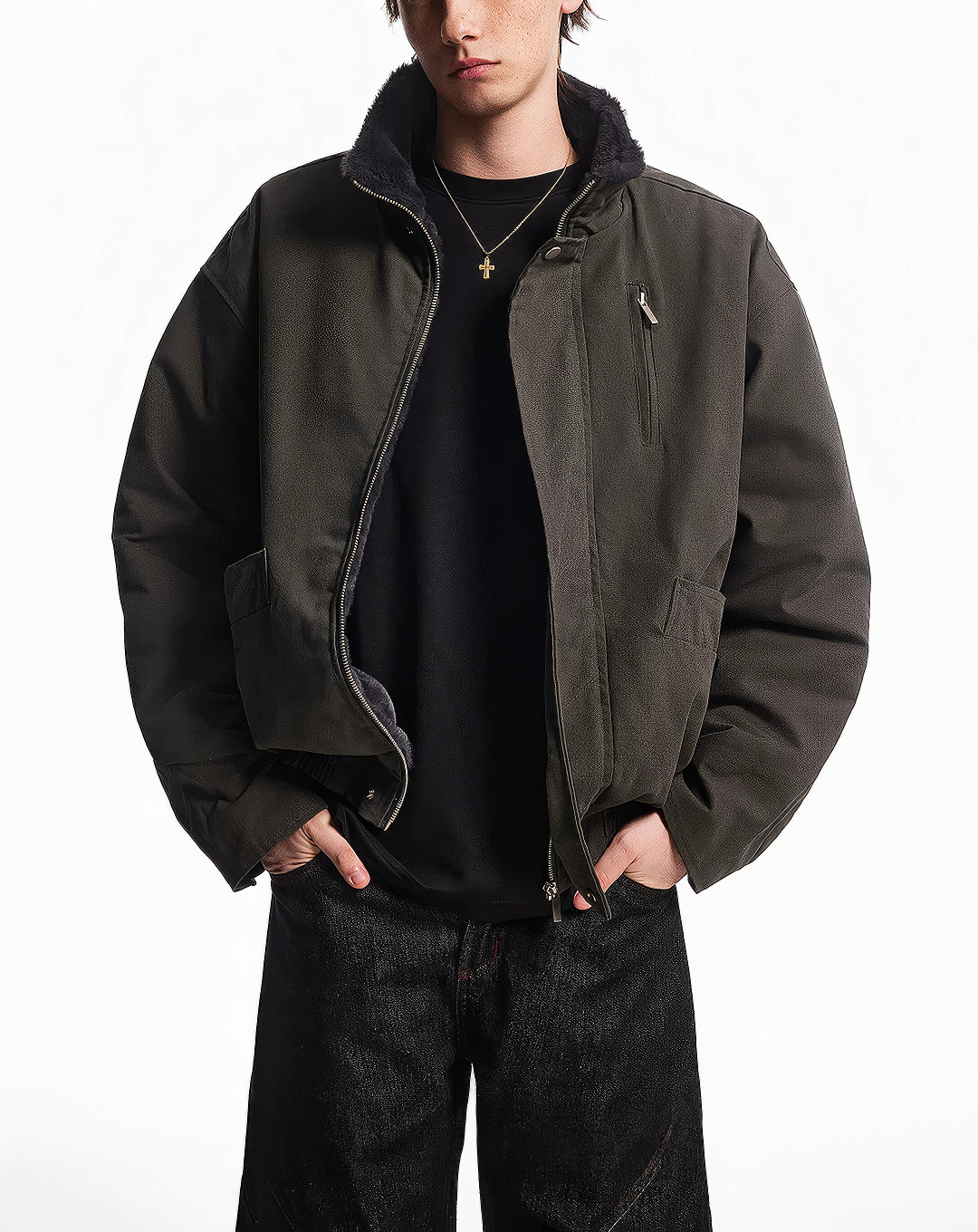 ♂♀Stand Collar Boa Jacket