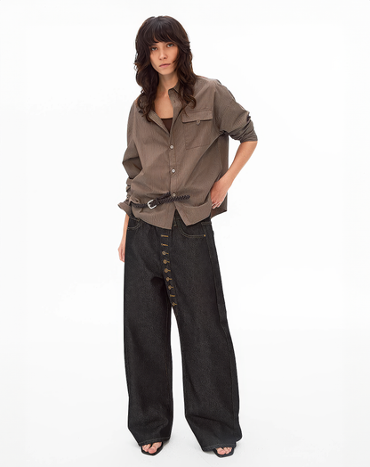 ♀Multi Button Wide Pants