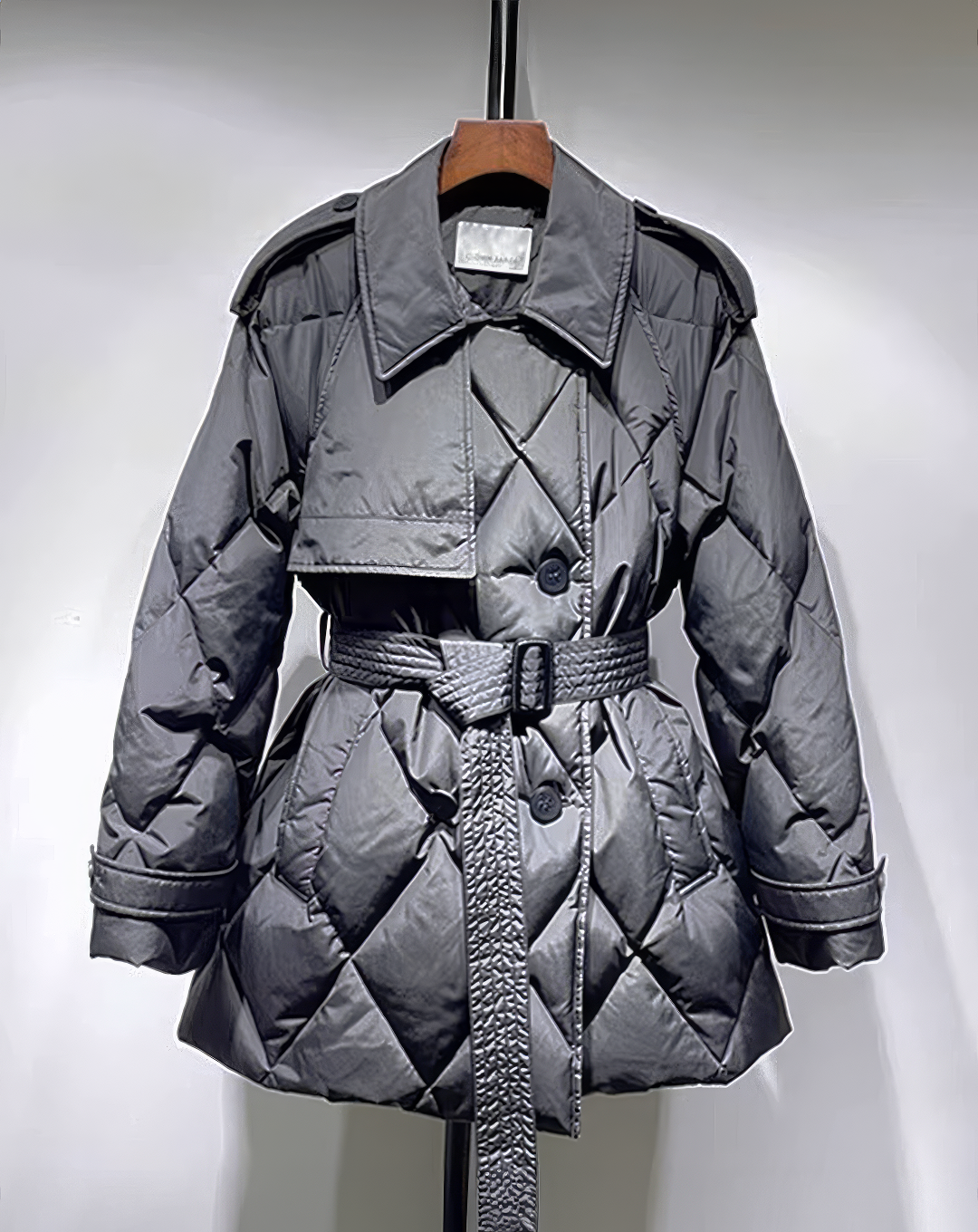 ♀Quilted Trench Down Coat