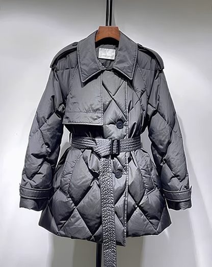 ♀Quilted Trench Down Coat