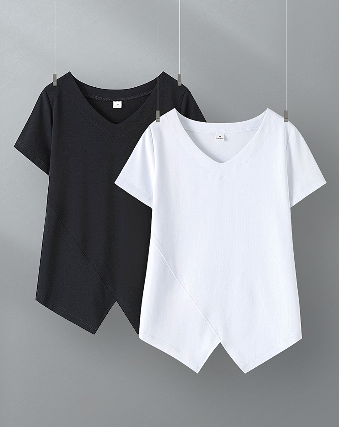 ♀V-Neck Slit T-Shirt