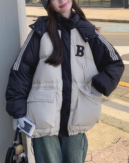 ♀Sleeve Stripe Warm Down