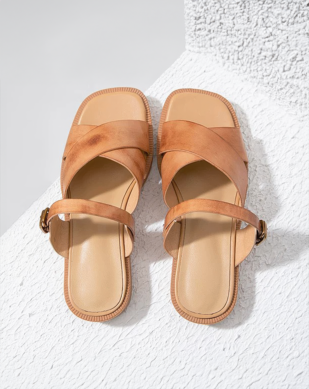 ♀本革／Flat Leather Strap Sandals