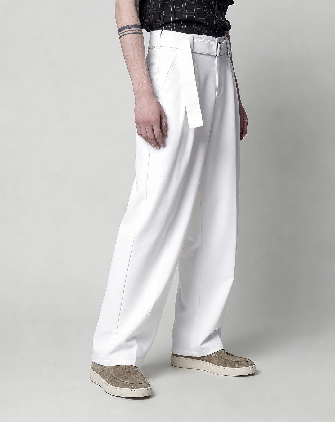 ♂♀Belted Tuck Pants