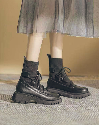 ♀Lace-Up Socks Boots