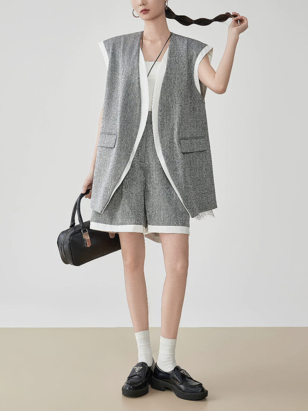 ♀Bi-Color Vest & Shorts Set
