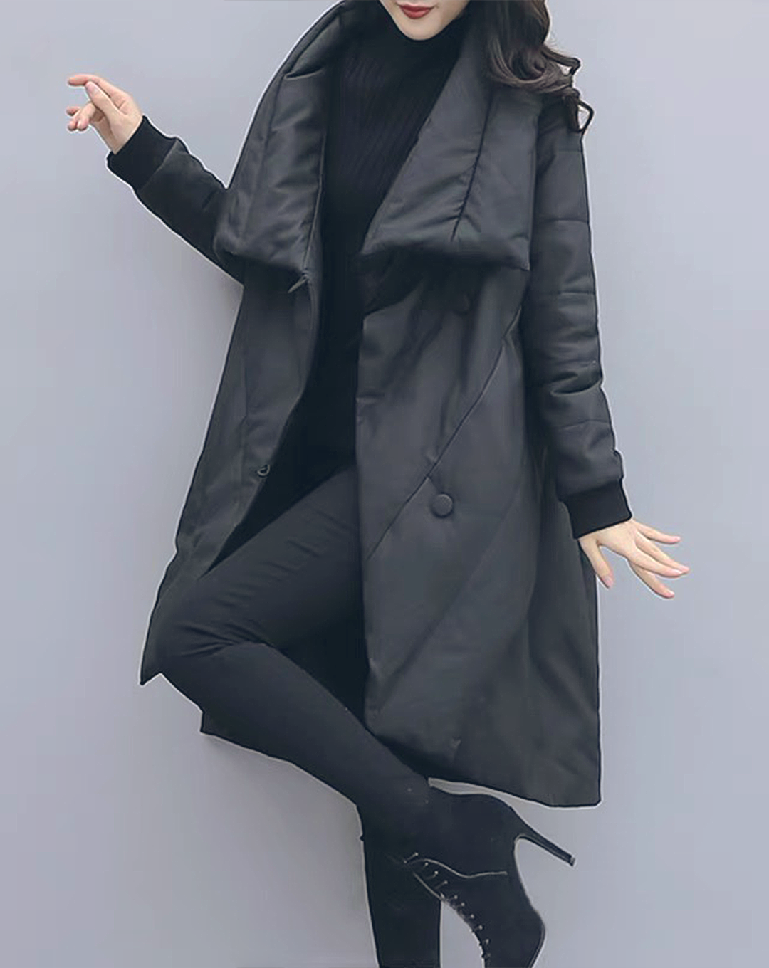 ♀Big Collar Middle Down Coat