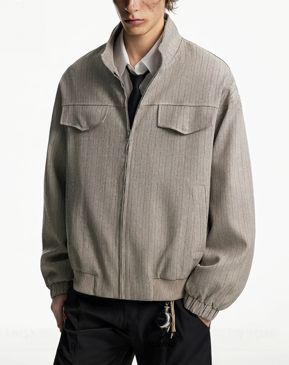 ♂♀Pinstripe Flap Pocket Jacket