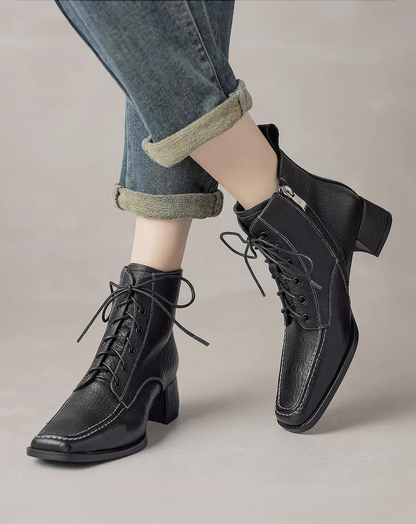 ♀本革／Stitched Square Toe Boots