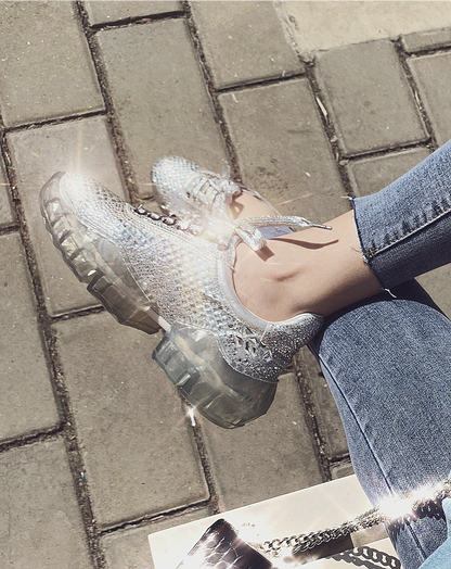 ♀Rhinestone Shiny Sneakers