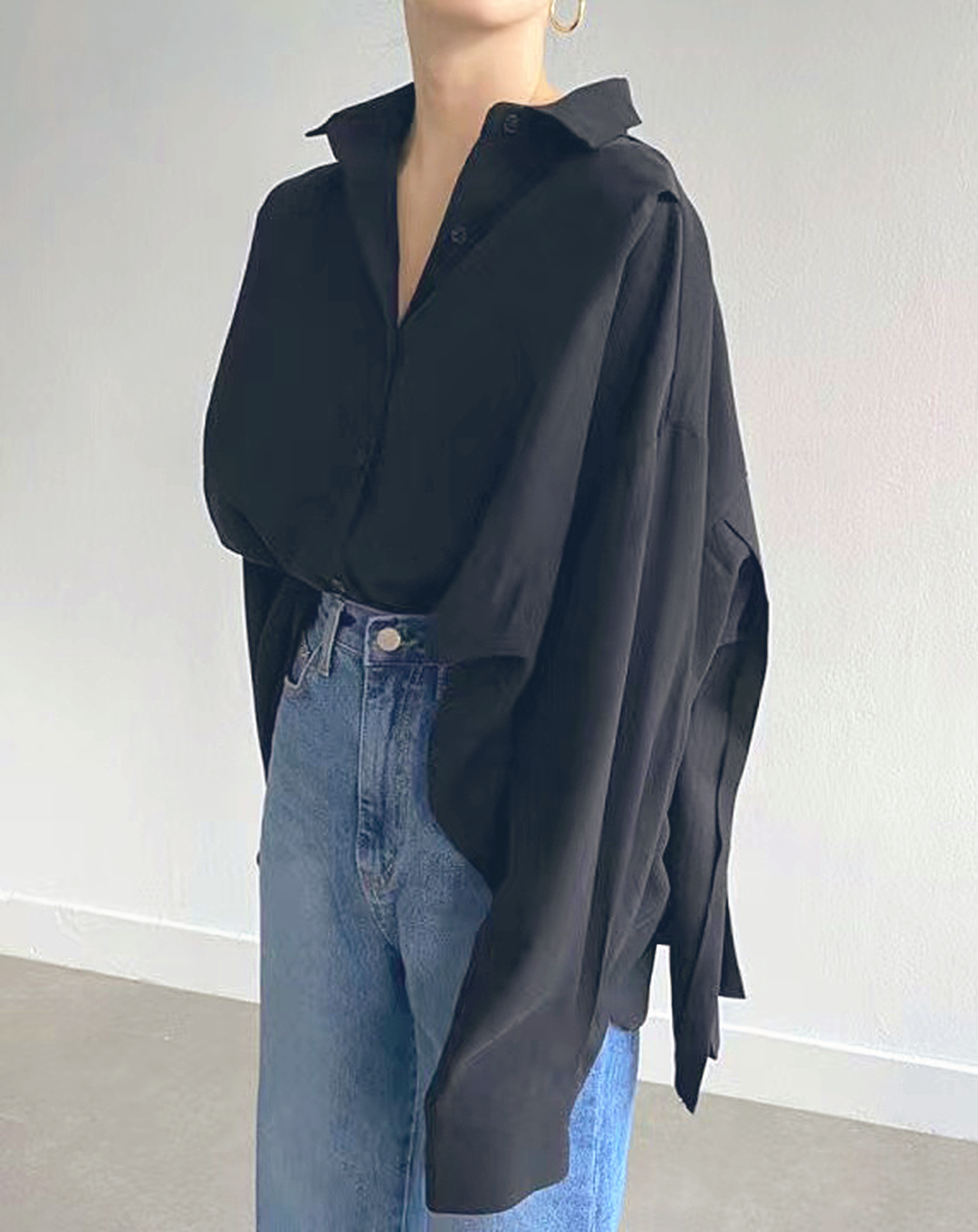 ♀Back Accordion Pleated Shirt