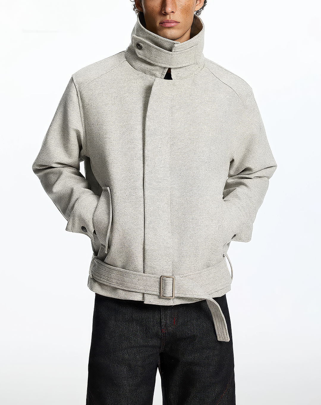 ♂♀Belted Wool Blend Jacket