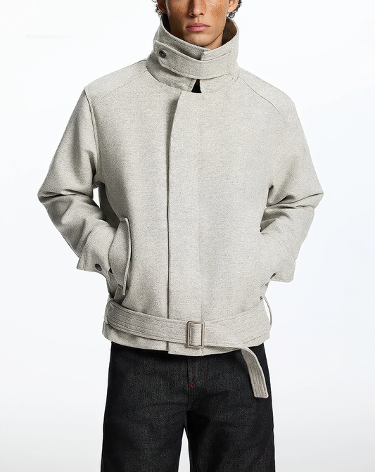 ♂♀Belted Wool Blend Jacket