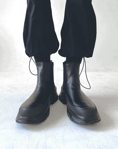 ♂♀Platform Leather Chelsea Boots