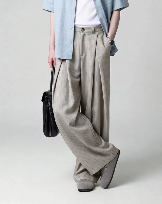 ♂♀Pinstripe Wrap Wide Pants