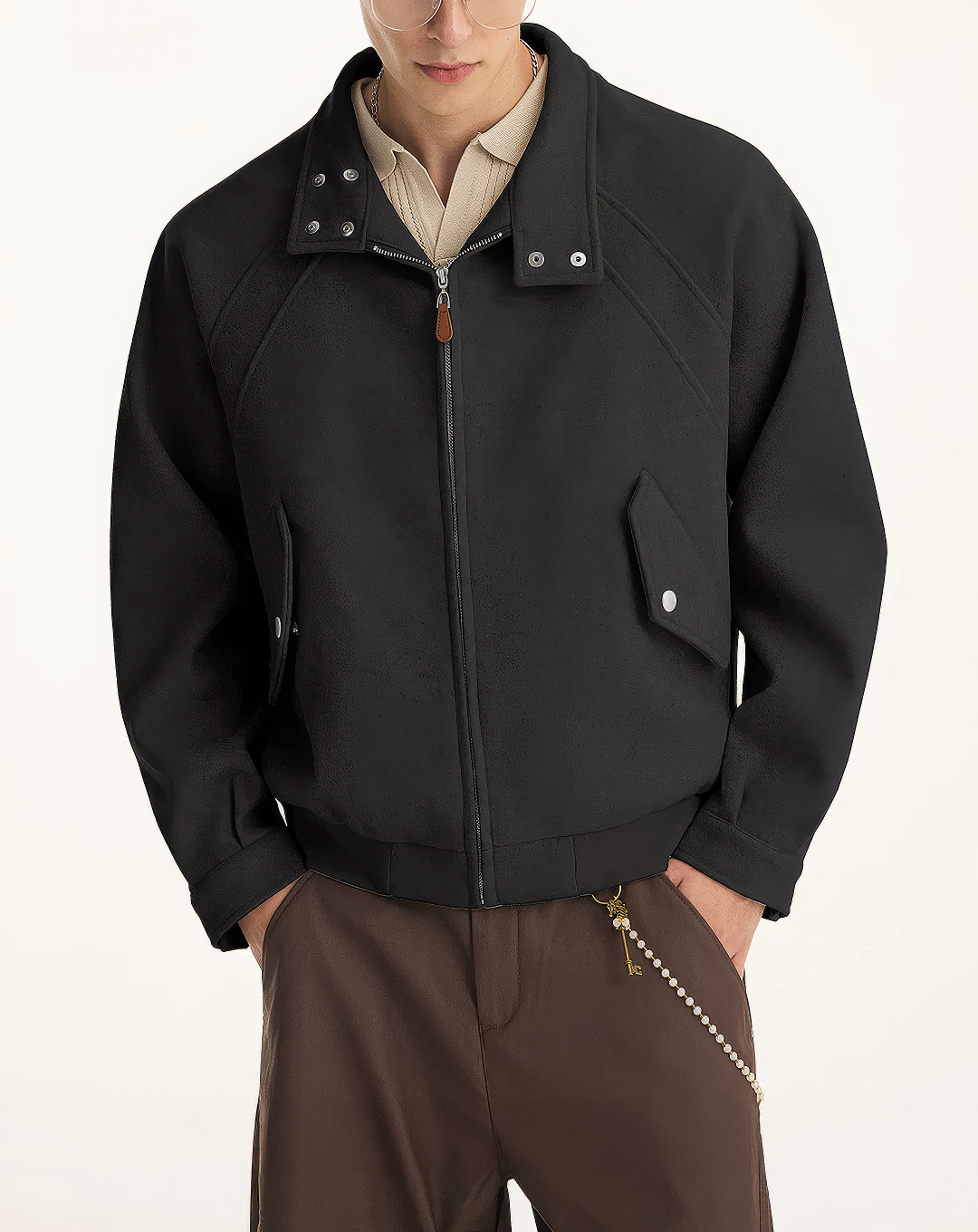 ♂♀Snap Collar Melton Jacket