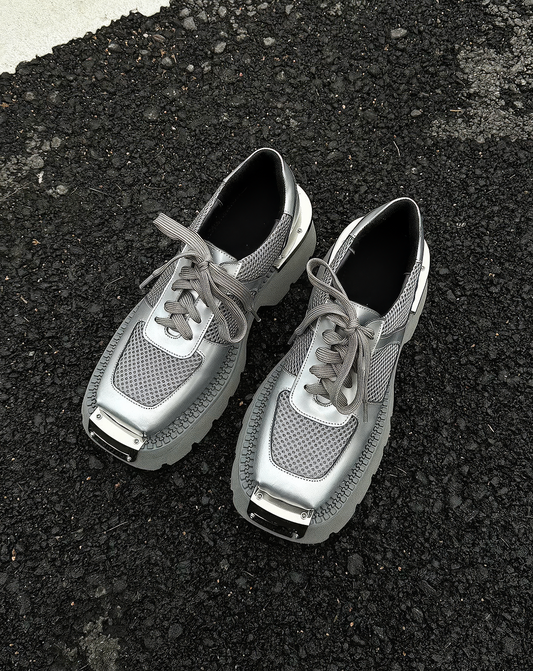♀Metallic Mesh Cyber Loafers