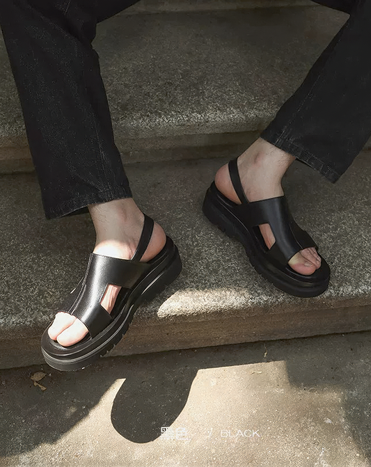 ♂♀本革／Back Strap Platform Sandals