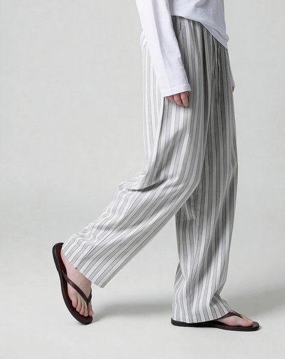 ♂♀Drawstring Stripe Easy Pants