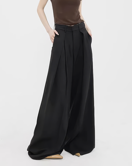 ♀Deep Tuck Wide Trousers