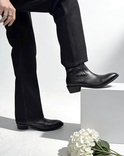 ♂♀本革／Embroidered Zip Leather Boots