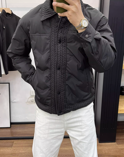 ♂Textured Quilt Collar Jacket