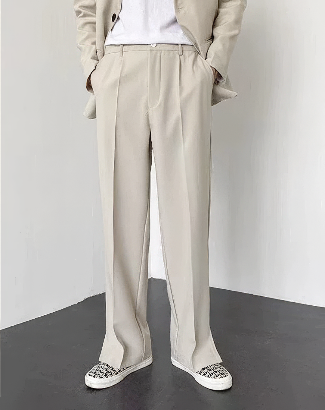 ♂Side Slit Straight Slacks