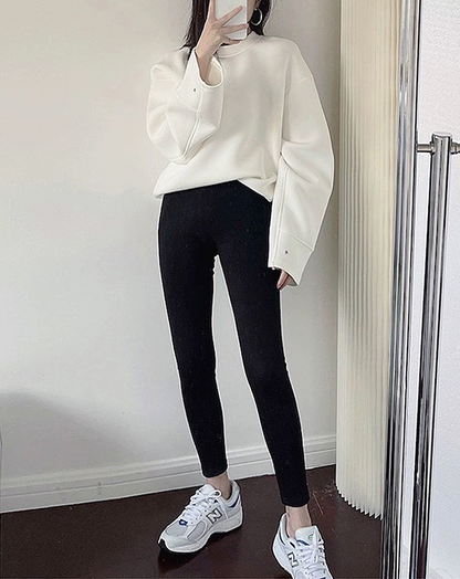 ♀Button Tuck Sleeve Sweatshirt