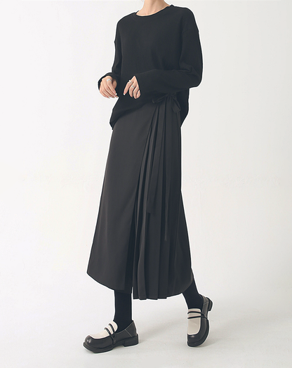 ♀Side Pleat Wide Pants